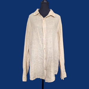 MATE the Label - 100% Linen Button Down Shirt - Made in Italy - Straw Beige - L